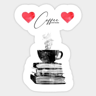 Cup of coffee and books Sticker